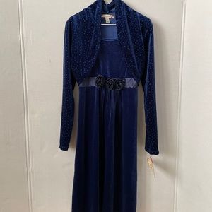 Speechless Girl’s Navy Velvet Sparkle Long Sleeve Party Dress